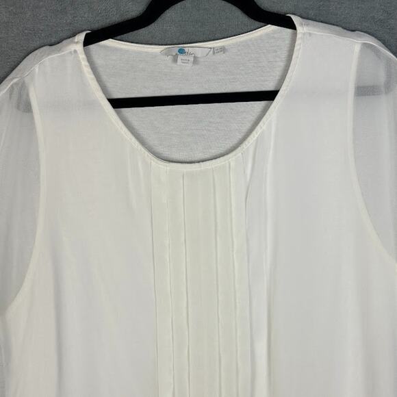 Boden Top Womens 16 Cream Short Sleeve Preppy Career Minimalist Blouse Neutral - Picture 2 of 11